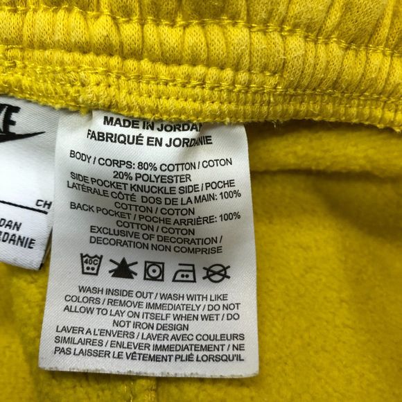 Nike Men Sweat Shorts Size Small Yellow Cotton Blend Big Logo Preppy M124 -7 - Picture 8 of 15